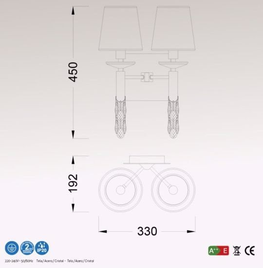 Applique da parete due luci per camera da letto stile contemporaneo