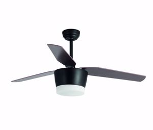 Lampadario con ventilatore da sofitto moderno nero pale effetto legno