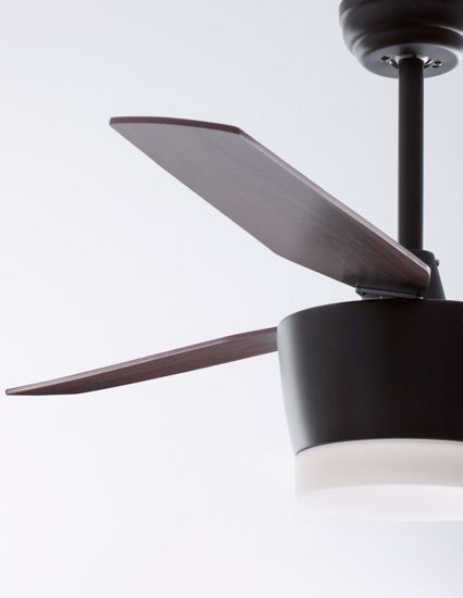 Lampadario con ventilatore da sofitto moderno nero pale effetto legno