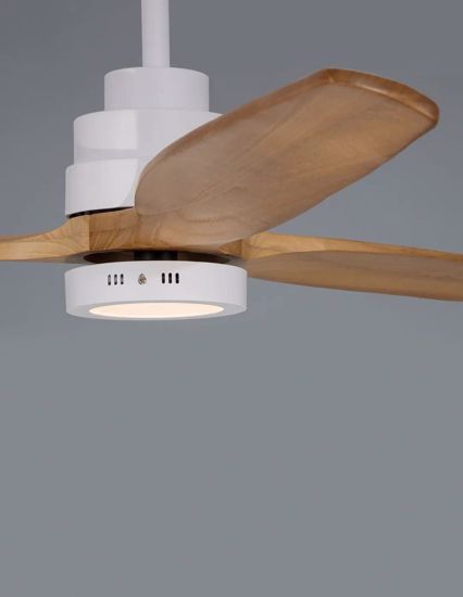 Ventilatore da soffitto tre pale legno metallo bianco con luce led per salotto dai 13mq ai 20mq