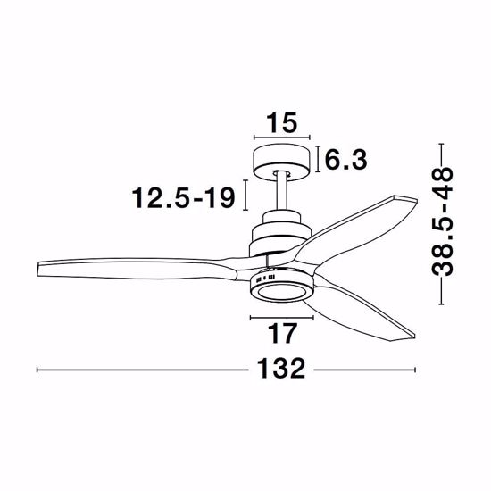 Ventilatore da soffitto tre pale legno metallo bianco con luce led per salotto dai 13mq ai 20mq