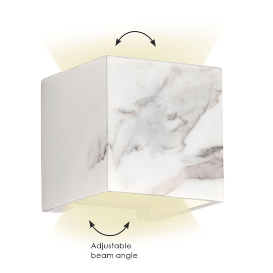 Applique cubo led 13w 3000k effetto marmo bianco