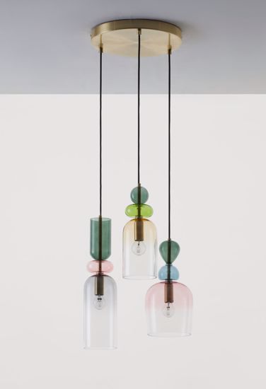 Lampadari a sospensione moderni oro vetri multicolor per soggiorno