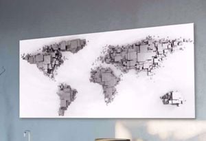 Quadro con la Mappa del Mondo Moderno su Legno in 3D - Planisfero II 120x60  - VerdelillaHome