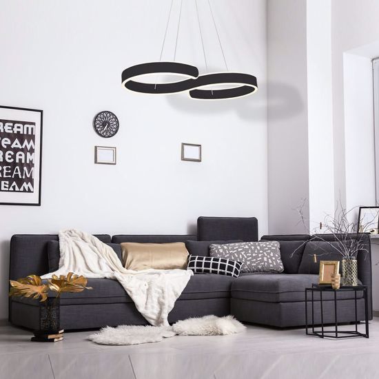 Lampadario design moderno per soggiorno nero led 4000k 50w