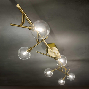 Ideal lux maracas pl6 plafoniera con luci orientabili oro ottone