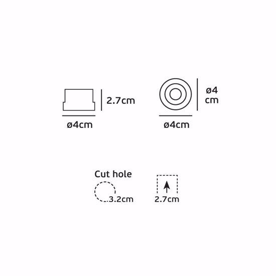 Faretto da incasso  bianco rotondo 220v 3w 3000k