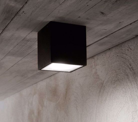 Ideal lux techo pl1 small faretto nero per soffitto da esterno ip54