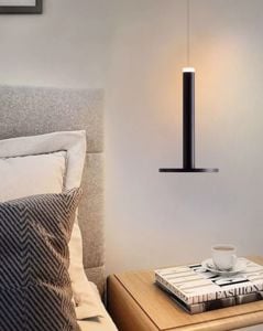 Lampadario led nero per comodino stanza da letto moderna