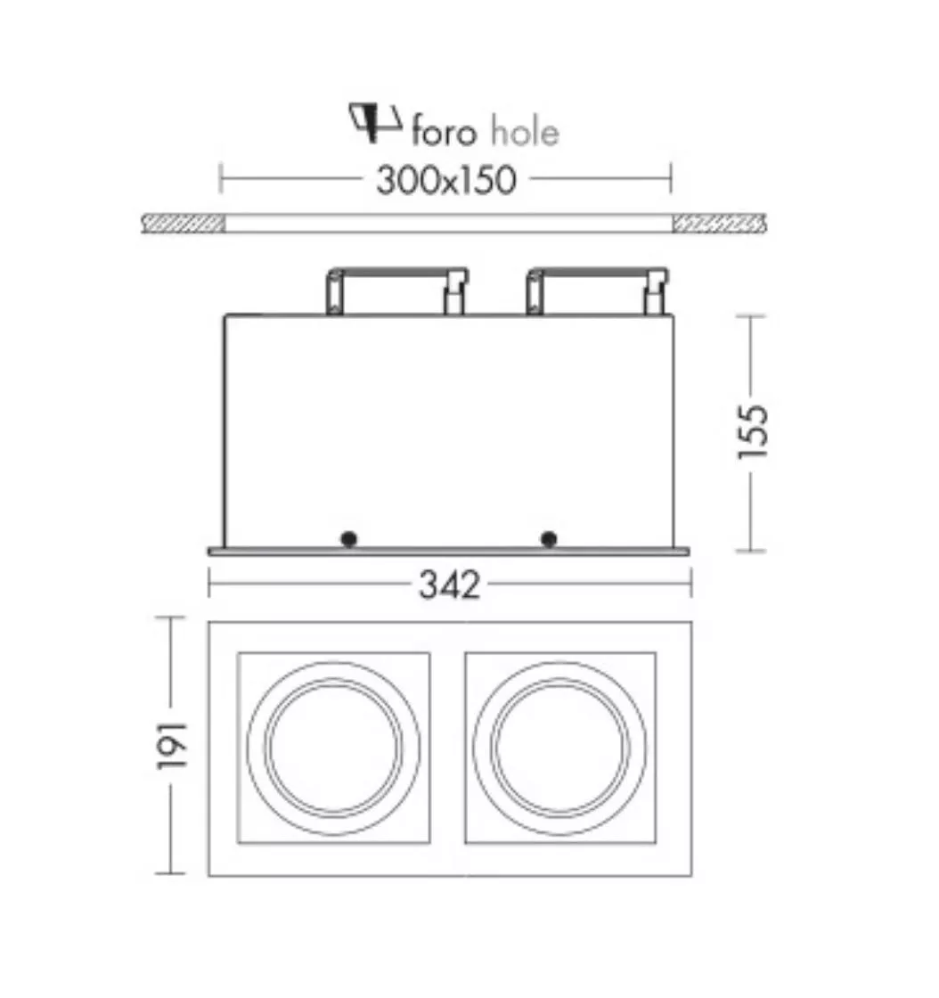 Faretti orientabili da incasso per controsoffitto 3 luci g53 led 12v bianco  i - 284C