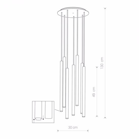 Lampadario a sospensione a cascata bianca moderna 7 luci cilindri