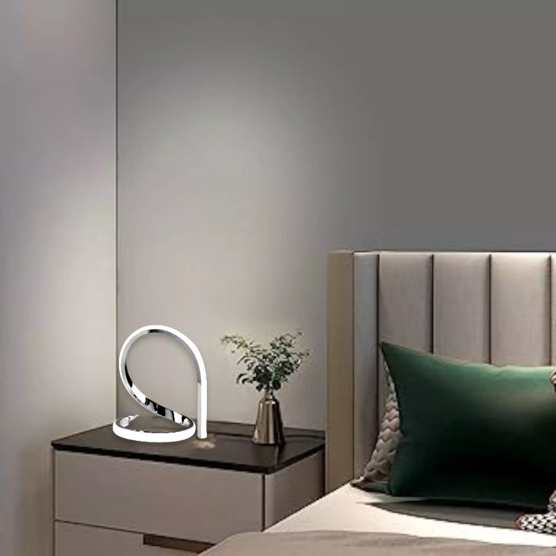 Lampada da comodino cromata per camera da letto design moderna led