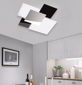 Plafoniera top light shadow cromo moderna bianco nero rettangolare