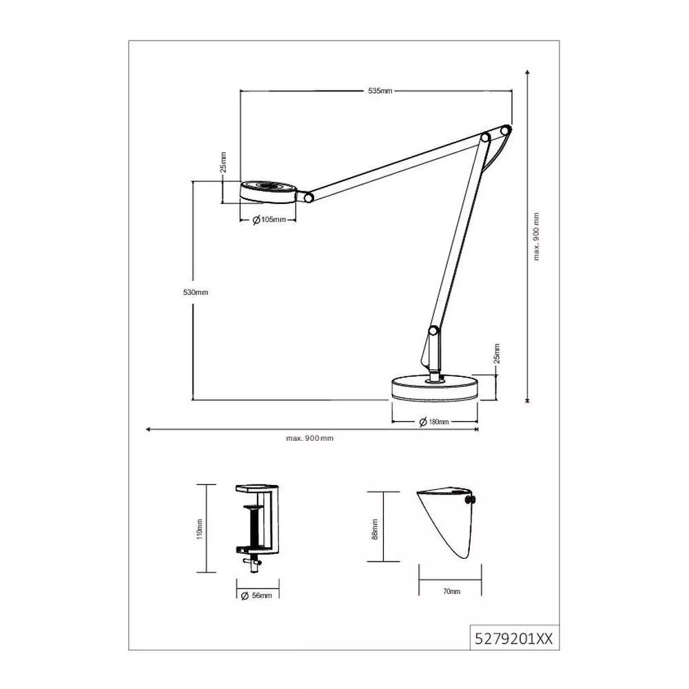 Lampada da scrivania 3000K - Luce bianca calda - Novus 