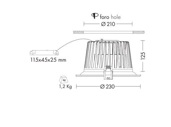 Faro da incasso  a soffitto in cartongesso 36w 3000k bianco rotondo 220-240v