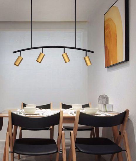 Lampadario da soffitto per cucina con luci nero oro orientabili gu10