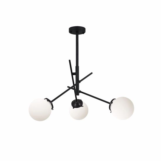 Lampadario per salotto moderno nero sfere vetro bianco