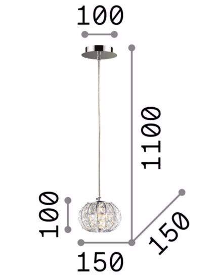 Calypso sp1 lampadario di cristallo per comodino camera da letto  ideal lux