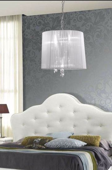 Lampadario stanza da letto paralume organza grigio