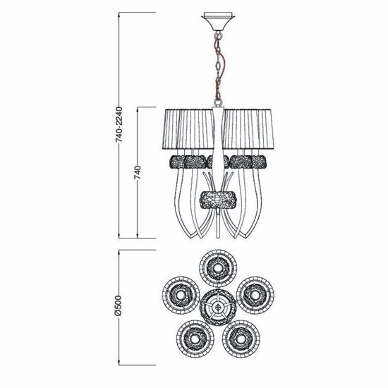 Lampadario per camrera da letto 5 luci stile contemporaneo elegante