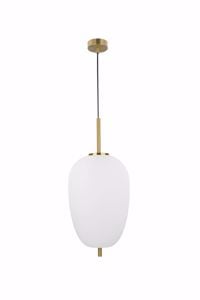 Lampada a sospensione oro ottone vetro bianco