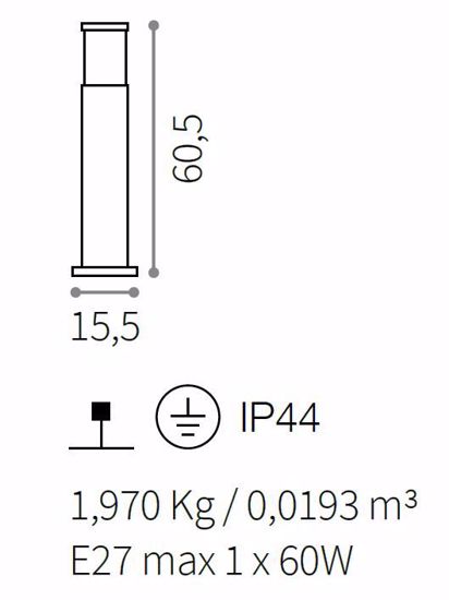 Tronco pt1 h60 lampione marrone da giardino ip65 ideal lux