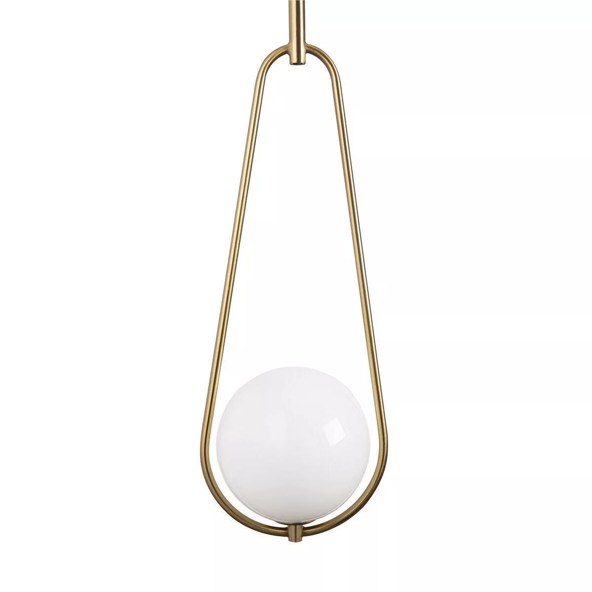 Lampada a sospensione oro ottone sfera vetro bianco - 8069