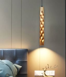 Lampadario stanza da letto cilindro oro per comodino