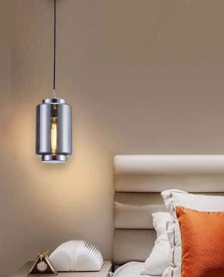 Lampadario per comodini camera da letto vetro grafite trasparente