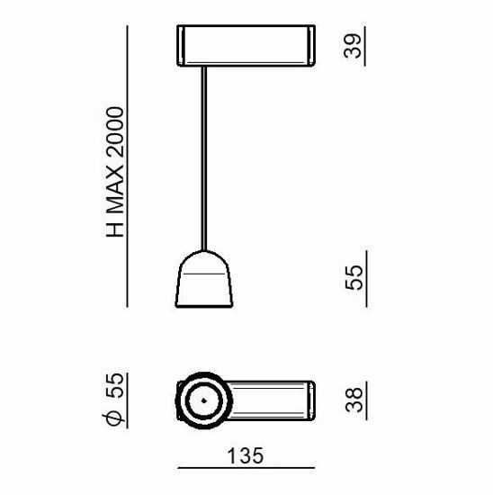 Linea light minion lampadario nero da comodino cavo regolabile led 7w 3000k