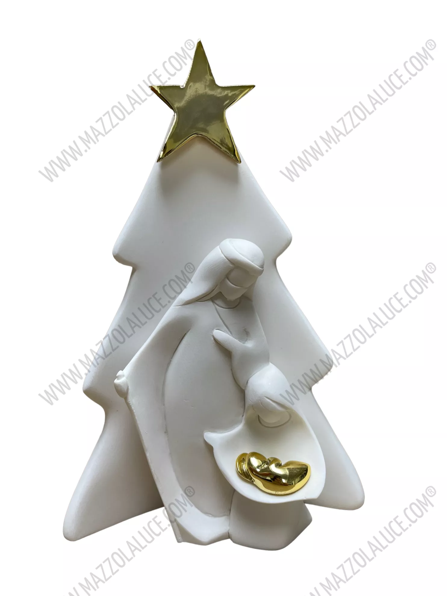 Presepino presepe statuina da tavolo bianco oro moderno - 5572