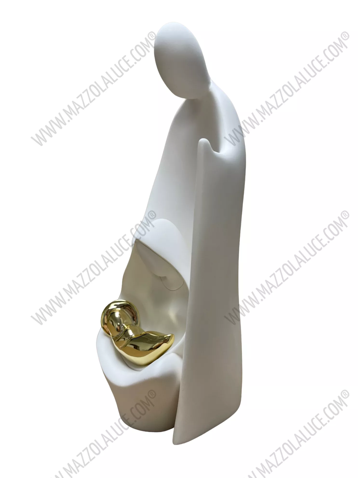 MAZZOLA LUCE Mini presepe natalizio statuina bianco oro moderno h15 cm  scultura natività idea Regalo Natale