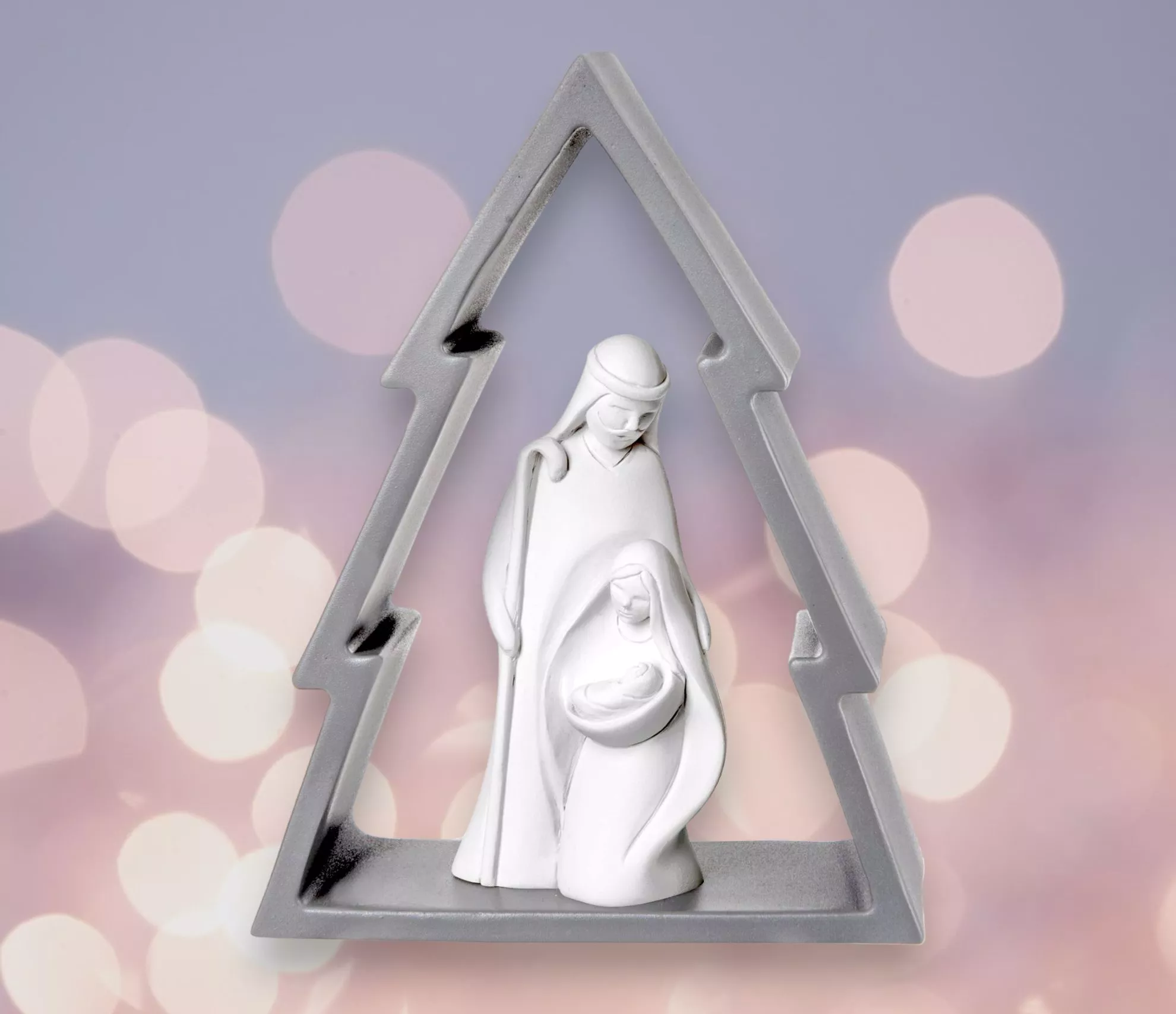 MAZZOLA LUCE Piccolo PRESEPE da Tavolo Moderno STATUINA STILIZZATA Design  Particolare Bianco Nocciola Idea Regalo Natale Decorazioni per interni  Decorazioni natalizie