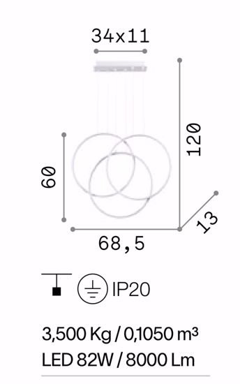 Ideal lux frame lampadario bianco design moderno led 82w 3000k