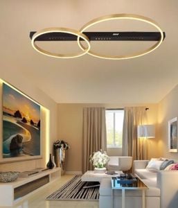 Plafoniera led 54w 3000k nero oro design moderna