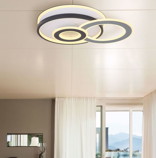 Plafoniera moderna grigio nero cerchi led 40w 3000k