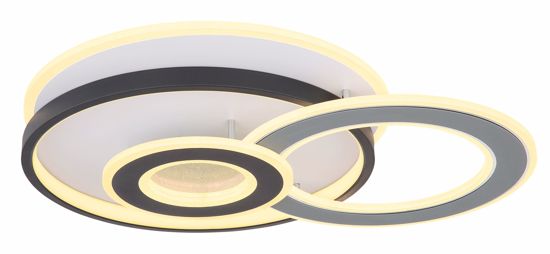 Plafoniera moderna grigio nero cerchi led 40w 3000k