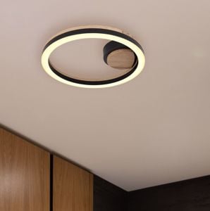 Plafoniera da soffitto a led 12w 3000k di legno moderna nero