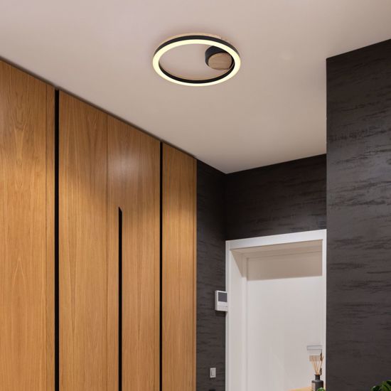 Plafoniera da soffitto 12w 3000k di legno moderna nero