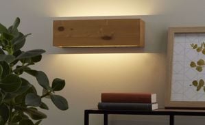 Applique di legno rettangolare luce biemissione led dimmerabile 13,5w 3000k