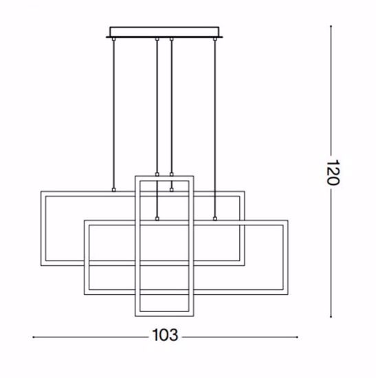 Frame sp rettangolo ideal lux lampadario led 93w 3000k bianco per soggiorno