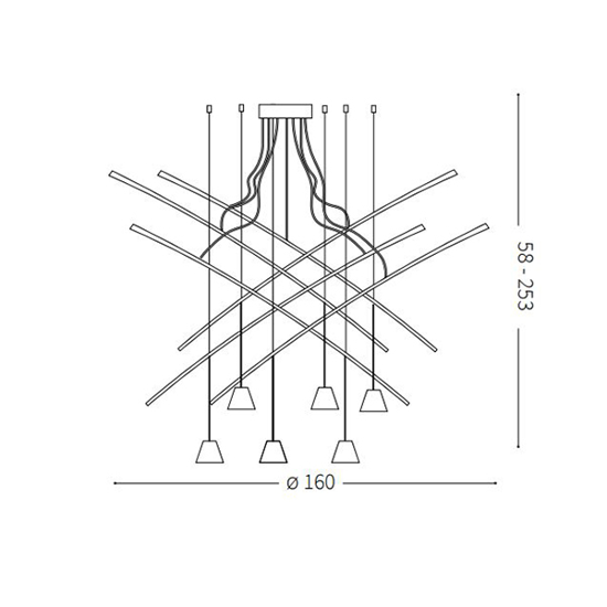 Fish sp6 nero ideal lux  lampadario a sospensione led 37w 3000k