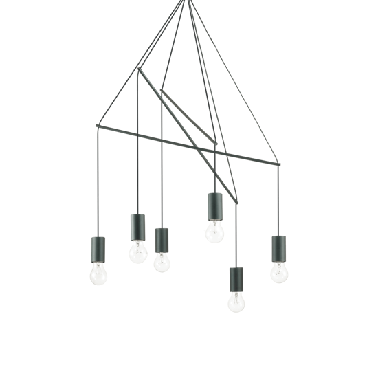 Pop sp10 nero ideal lux lampadario a sospensione sei luci