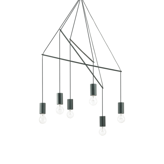 Pop sp6 nero ideal lux lampadario a sospensione sei luci