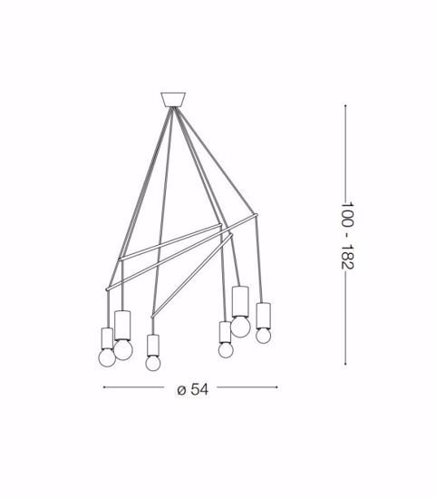 Pop sp10 nero ideal lux lampadario a sospensione sei luci