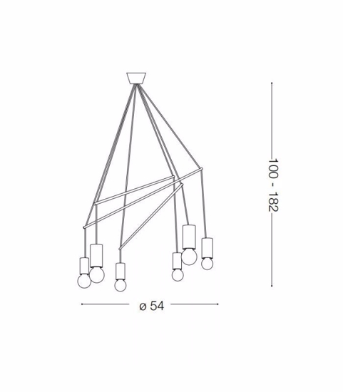 Pop sp6 nero ideal lux lampadario a sospensione sei luci