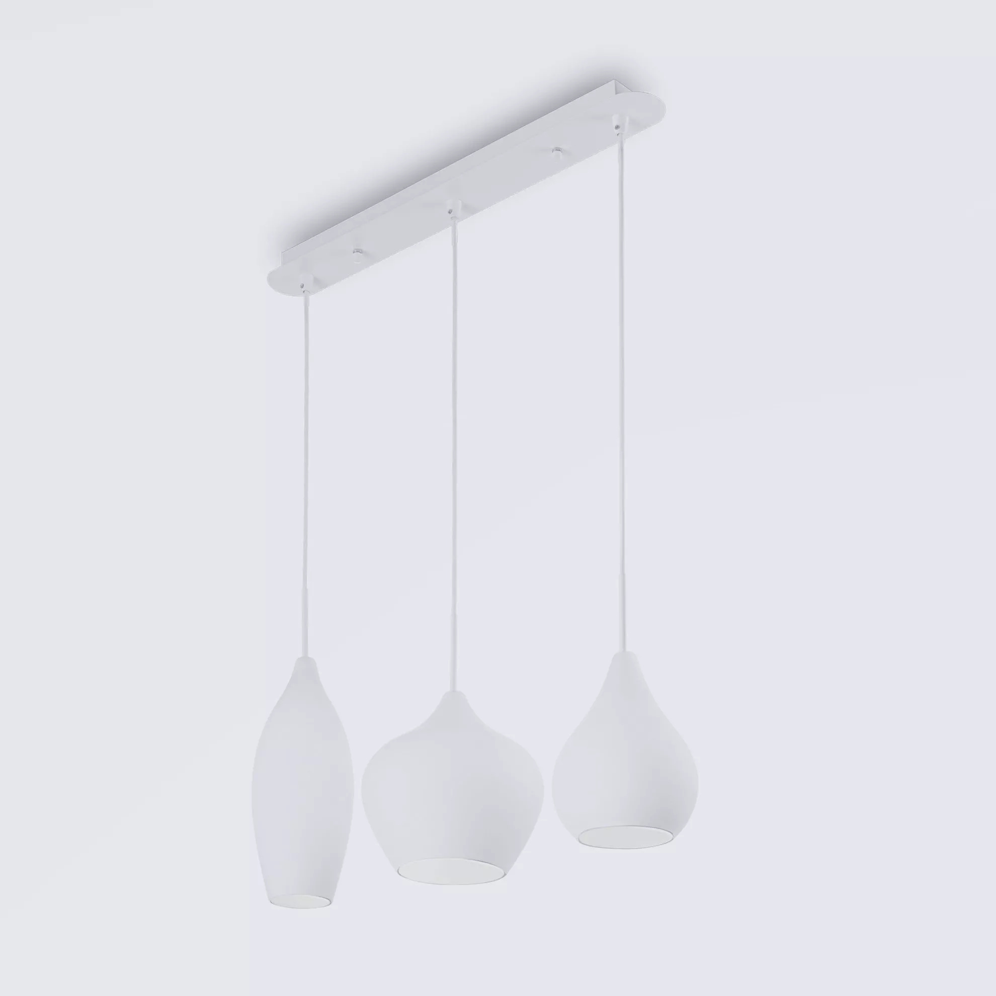 Lampadario coordinato 2 lampade a sospensione vetro bianco art.634243  Illuminazione moderna ideale per salone e cucina