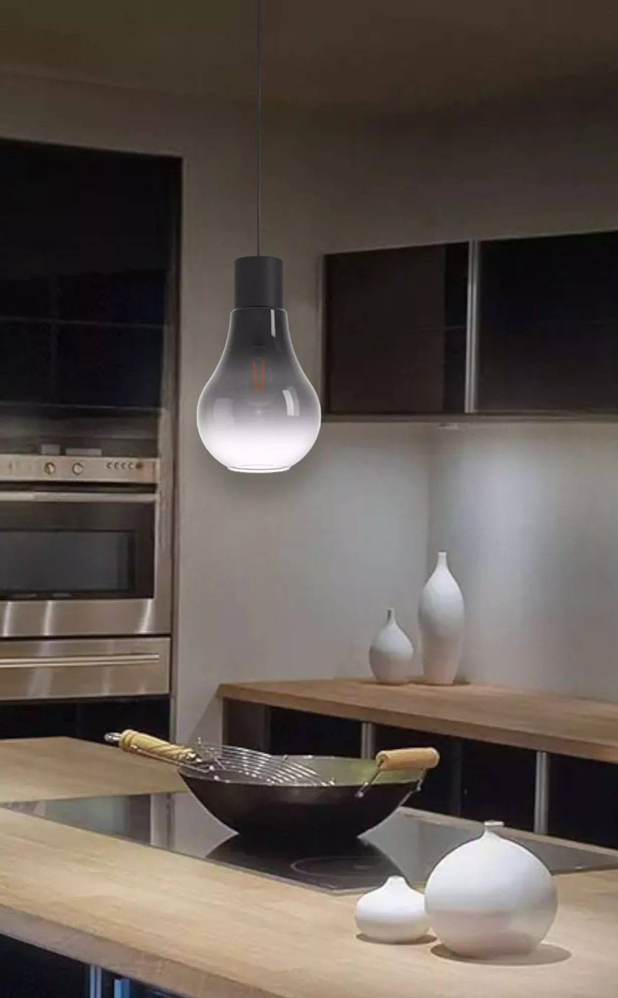 Lampadario per cucina moderna vetro trasparente grigio - 706A