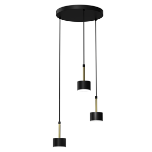 Lampadario per tavolo da cucina 3 luci nero oro