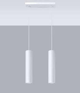 Lampadario per cucina moderna due luci cilindri bianchi pendenti